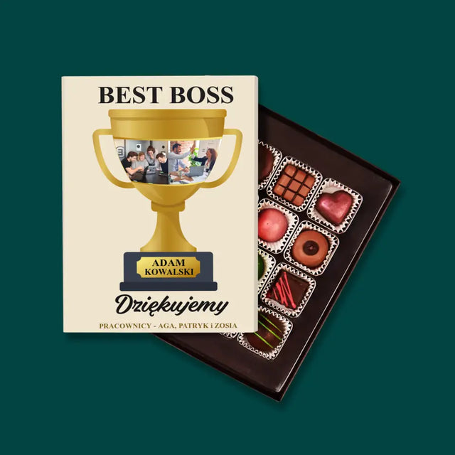 Fotokolaż: Best Boss Puchar - Personalizowane Praliny