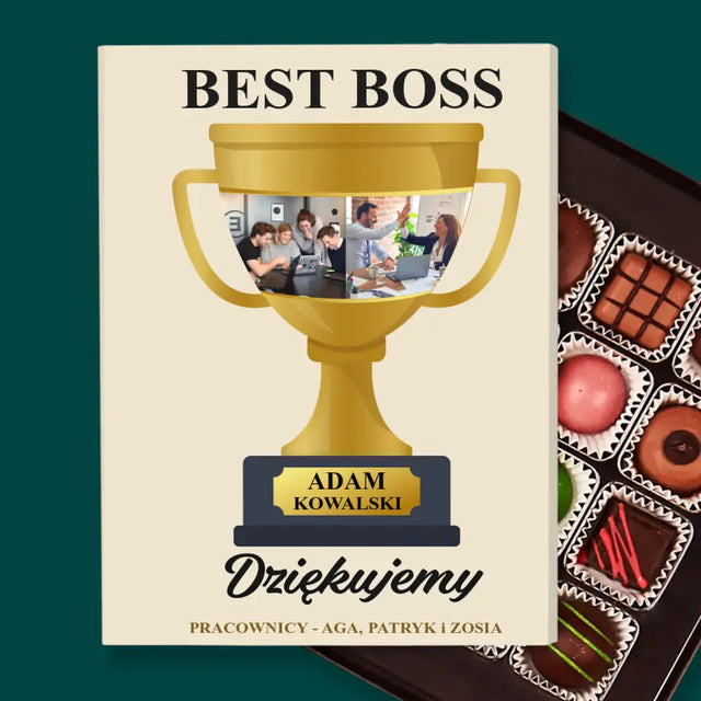 Fotokolaż: Best Boss Puchar - Personalizowane Praliny