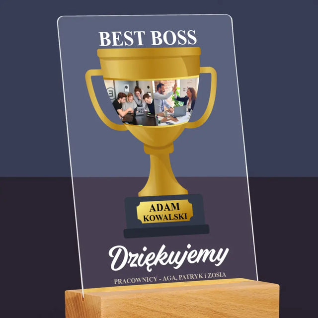 Fotokolaż: Best Boss Puchar - Wydruk Na Szkle Akrylowym