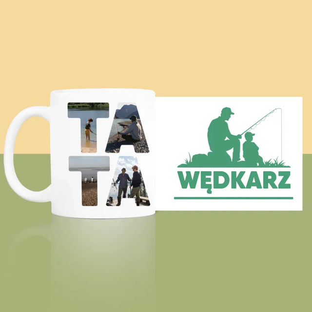 Słowo Ze Zdjęć: Tata Wędkarz - Kubek z Nadrukiem