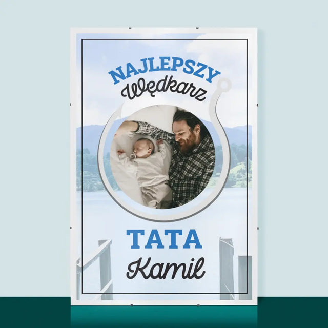 Zdjęcie i Podpis: Najlepszy Wędkarz Tata - Personalizowany Plakat