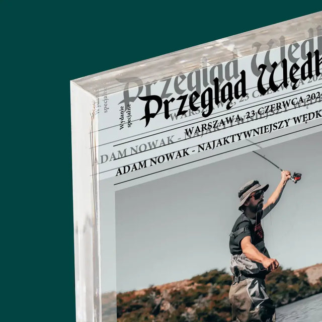 Zdjęcie i Podpis: Przegląd Wędkarski - Blok Akrylowy z Nadrukiem