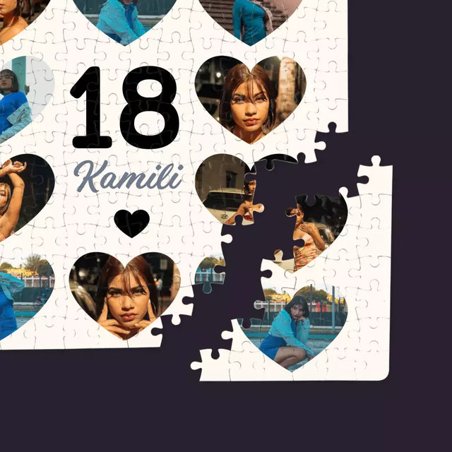 Fotokolaż: 18 Serca - Personalizowane Puzzle