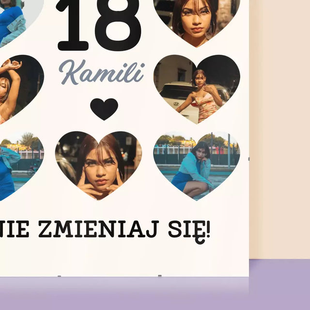 Fotokolaż: 18 Serca - Personalizowany Plakat