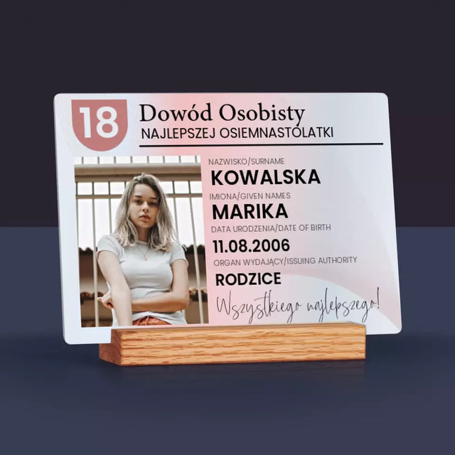 Zdjęcie i Podpis: Dowód Osobisty - Wydruk Na Szkle Akrylowym