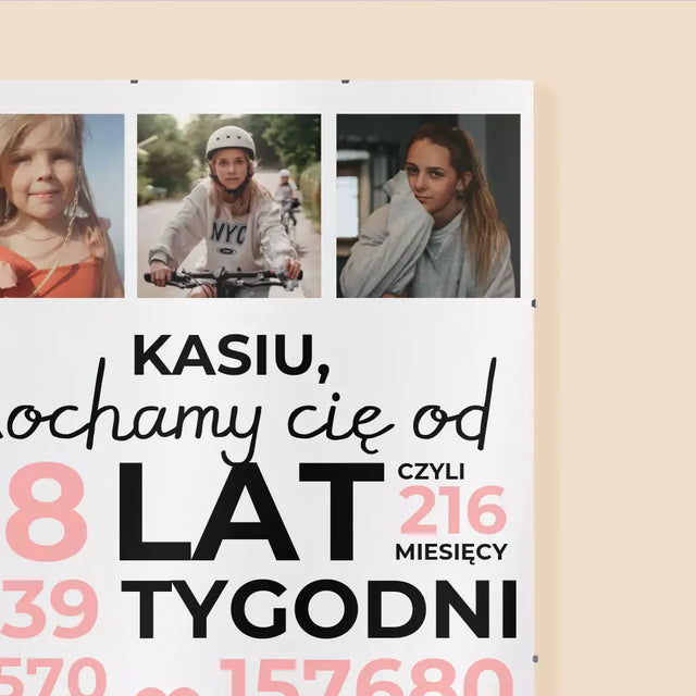 Fotokolaż: Kochamy Cię Od 18 Lat - Personalizowany Plakat