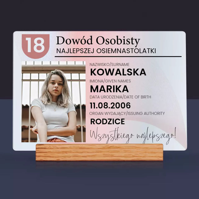 Zdjęcie i Podpis: Dowód Osobisty - Wydruk Na Szkle Akrylowym