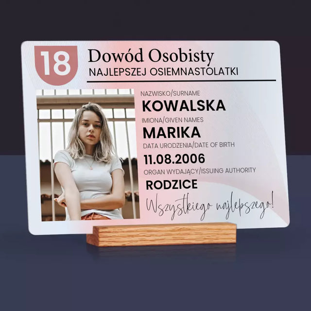 Zdjęcie i Podpis: Dowód Osobisty - Wydruk Na Szkle Akrylowym