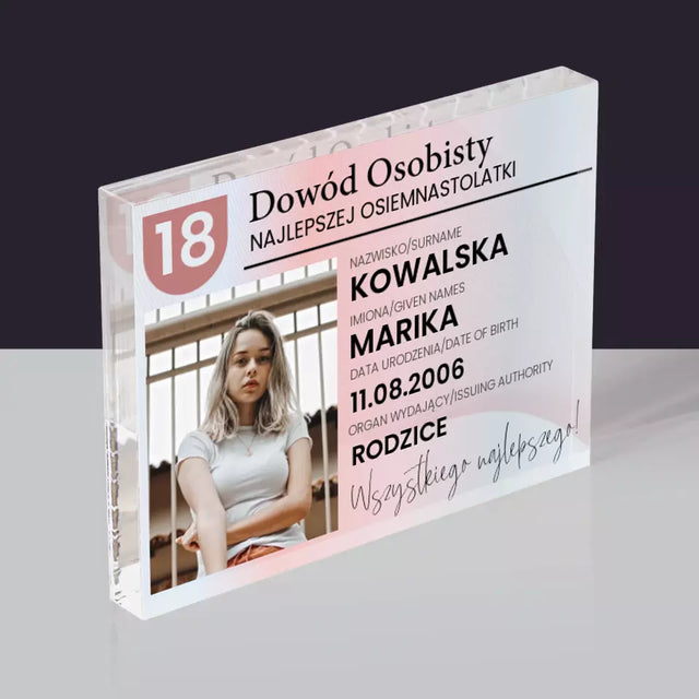 Zdjęcie i Podpis: Dowód Osobisty - Blok Akrylowy