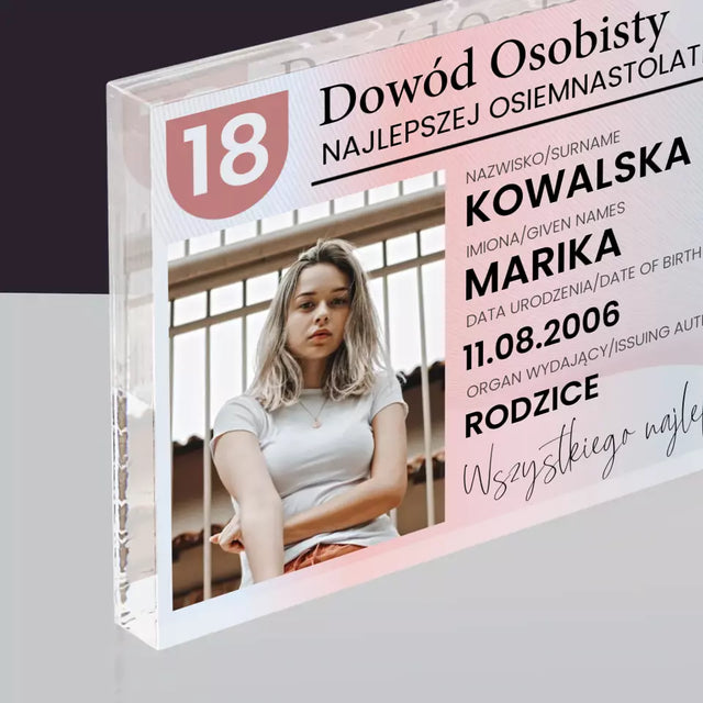 Zdjęcie i Podpis: Dowód Osobisty - Blok Akrylowy