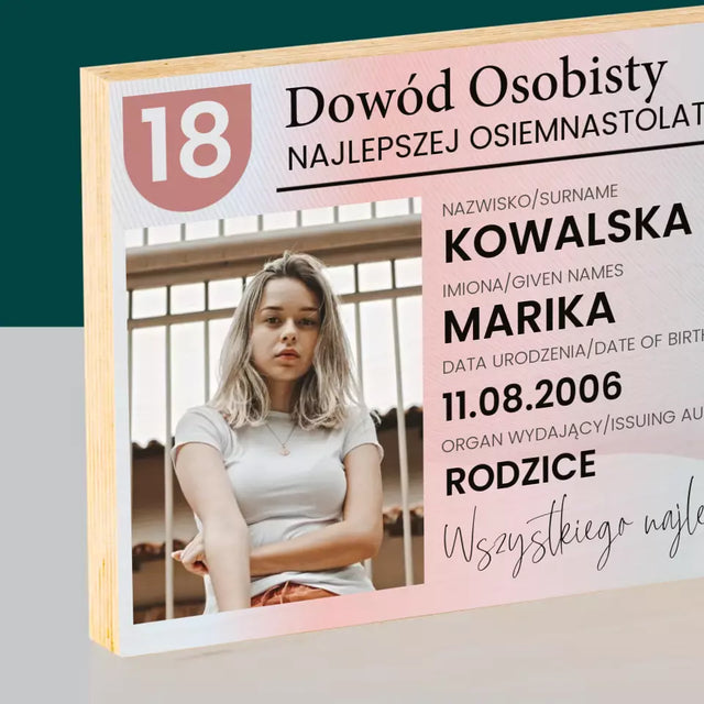 Zdjęcie i Podpis: Dowód Osobisty - Wydruk Na Drewnie