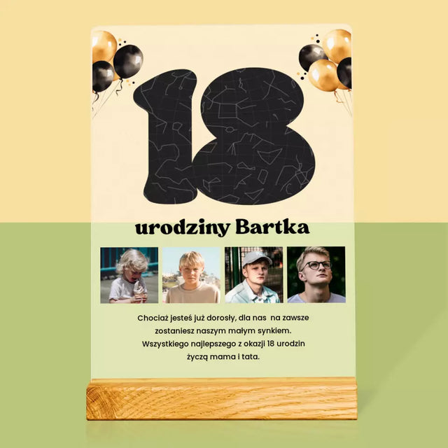 Mapa Gwiazd: 18 Urodziny Gwiazdy z Dedykacją - Wydruk Na Szkle Akrylowym