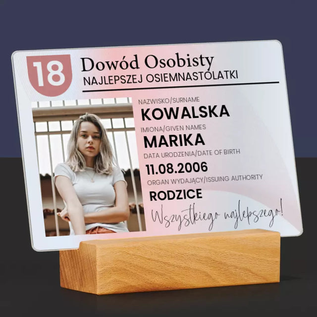 Zdjęcie i Podpis: Dowód Osobisty - Wydruk Na Szkle Akrylowym