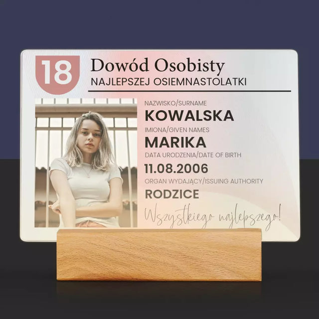 Zdjęcie i Podpis: Dowód Osobisty - Wydruk Na Szkle Akrylowym