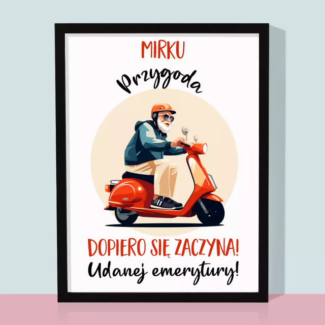 Imię i Podpis: Przygoda Dopiero Się Zaczyna - Wydruk Obramowany 30X40