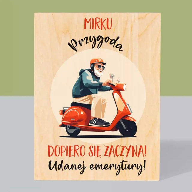 Imię i Podpis: Przygoda Dopiero Się Zaczyna - Wydruk Na Drewnie