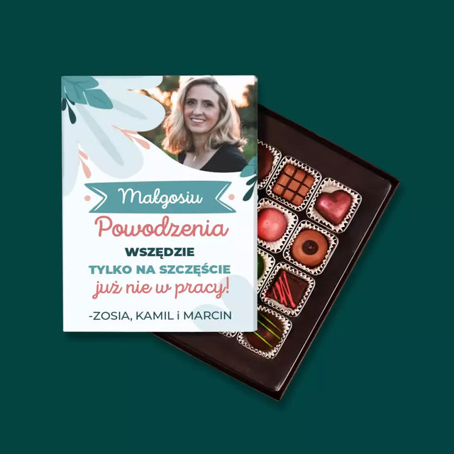 Zdjęcie i Podpis: Powodzenia Nie w Pracy - Personalizowane Praliny