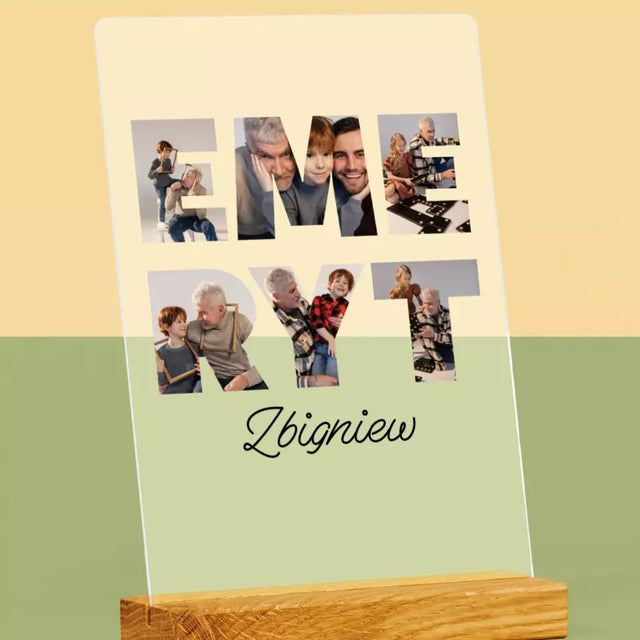 Słowo Ze Zdjęć: Emeryt - Wydruk Na Szkle Akrylowym