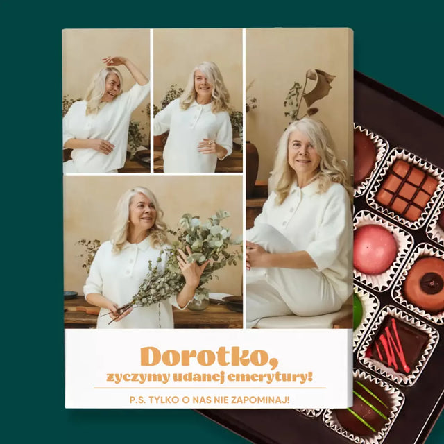 Fotokolaż: Udanej Emerytury - Personalizowane Praliny