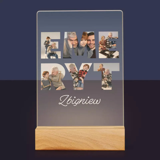 Słowo Ze Zdjęć: Emeryt - Wydruk Na Szkle Akrylowym