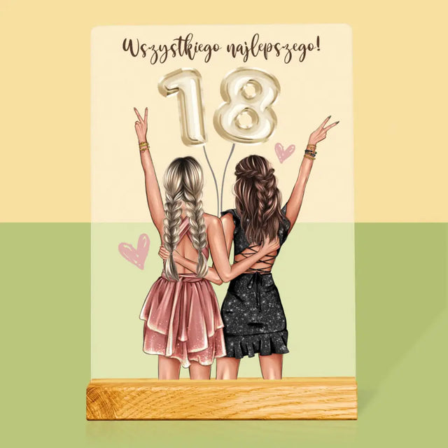 Kreator Postaci: Przyjaciółki Osiemnastka - Wydruk Na Szkle Akrylowym