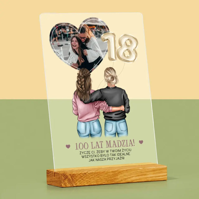 Kreator Postaci: 18 Urodziny Przyjaciółki - Wydruk Na Szkle Akrylowym