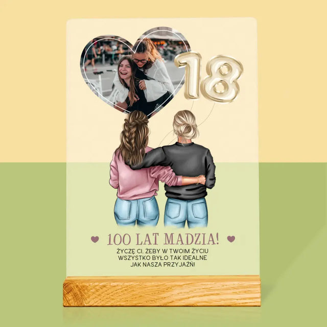 Kreator Postaci: 18 Urodziny Przyjaciółki - Wydruk Na Szkle Akrylowym