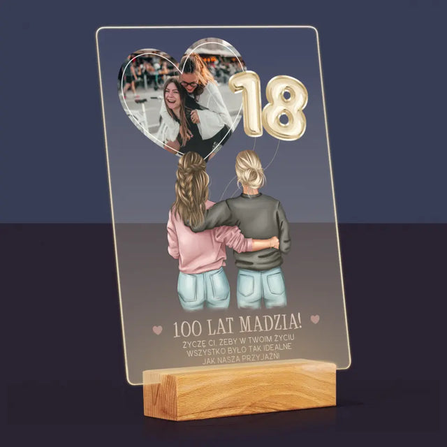Kreator Postaci: 18 Urodziny Przyjaciółki - Wydruk Na Szkle Akrylowym
