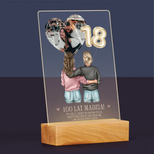 Kreator Postaci: 18 Urodziny Przyjaciółki - Wydruk Na Szkle Akrylowym