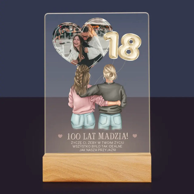 Kreator Postaci: 18 Urodziny Przyjaciółki - Wydruk Na Szkle Akrylowym