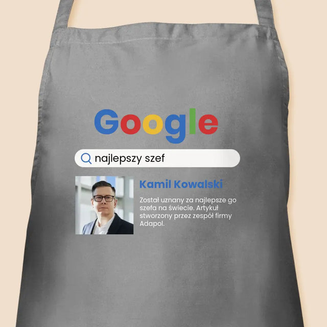 Zdjęcie i Podpis: Najlepszy Szef Wynik Google - Fartuch z Nadrukiem