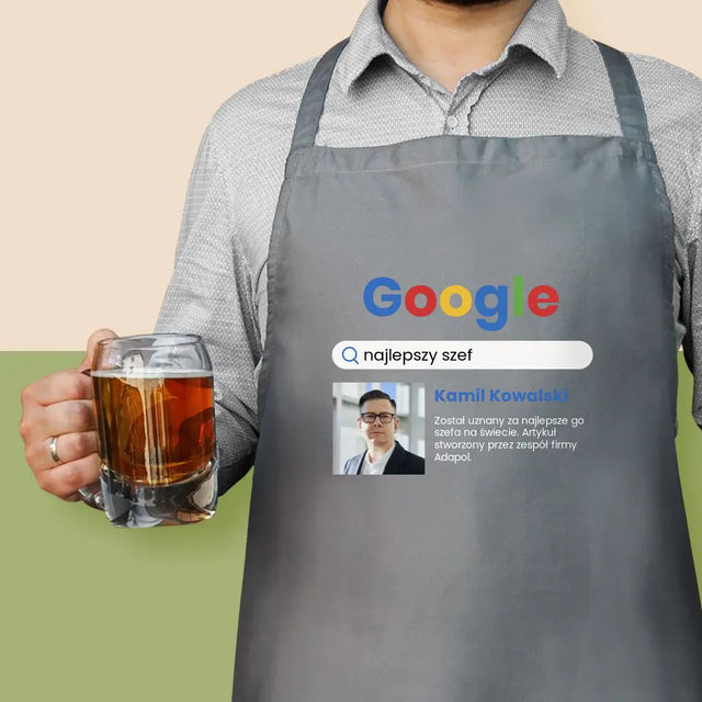 Zdjęcie i Podpis: Najlepszy Szef Wynik Google - Fartuch z Nadrukiem