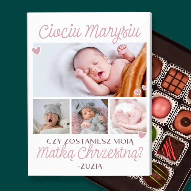 Fotokolaż: Czy Zostaniesz Moją Chrzestną - Personalizowane Praliny