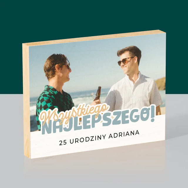 Zdjęcie i Podpis: 25 Urodziny Wszystkiego Najlepszego - Wydruk Na Drewnie