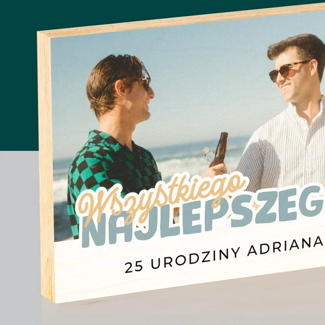 Zdjęcie i Podpis: 25 Urodziny Wszystkiego Najlepszego - Wydruk Na Drewnie