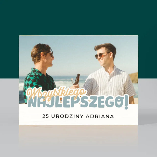 Zdjęcie i Podpis: 25 Urodziny Wszystkiego Najlepszego - Wydruk Na Drewnie