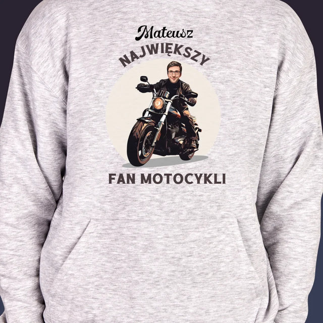 Twoja Postać: Fan Motocykli - Bluza Męska z Kapturem