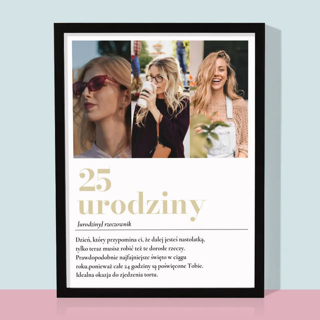 Fotokolaż: 25 Urodziny Definicja - Wydruk Obramowany