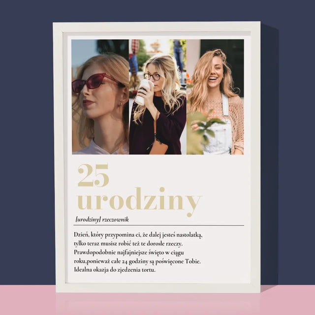 Fotokolaż: 25 Urodziny Definicja - Wydruk Obramowany