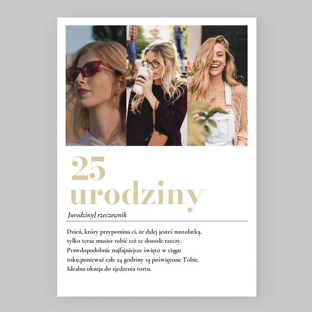 Fotokolaż: 25 Urodziny Definicja - Wydruk Obramowany