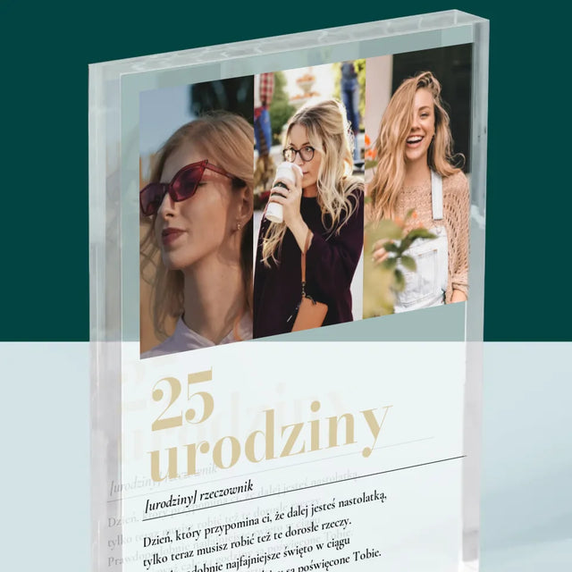 Fotokolaż: 25 Urodziny Definicja - Blok Akrylowy