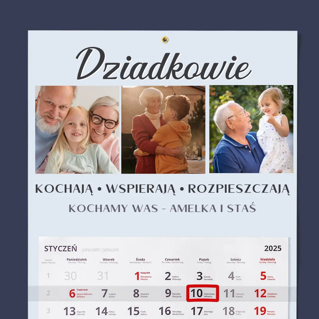 Fotokolaż: Kochani Dziadkowie - Personalizowany Kalendarz Jednodzielny