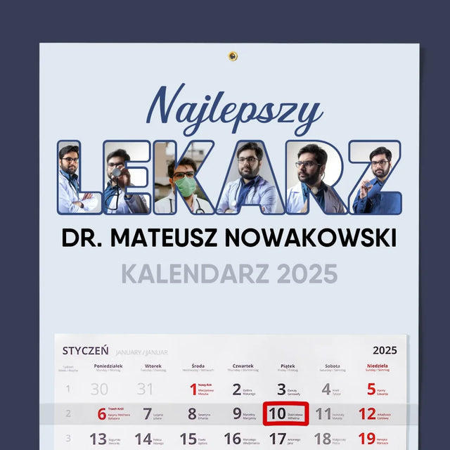 Słowo Ze Zdjęć: Najlepszy Lekarz - Personalizowany Kalendarz Jednodzielny