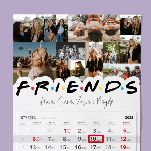 Fotokolaż: Friends - Personalizowany Kalendarz Jednodzielny