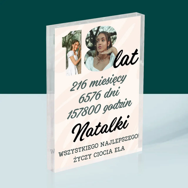 Słowo ze zdjęć: 18 Lat Odliczanie - Blok Akrylowy