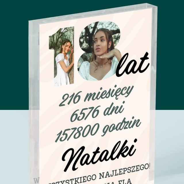 Słowo ze zdjęć: 18 Lat Odliczanie - Blok Akrylowy