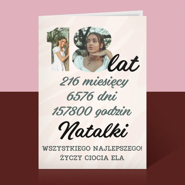 Słowo ze zdjęć: 18 Lat Odliczanie - Kartka z Życzeniami