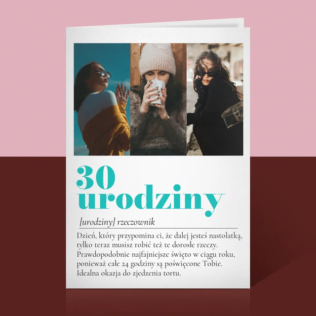 Fotokolaż: 30 Urodziny Definicja - Kartka z Życzeniami