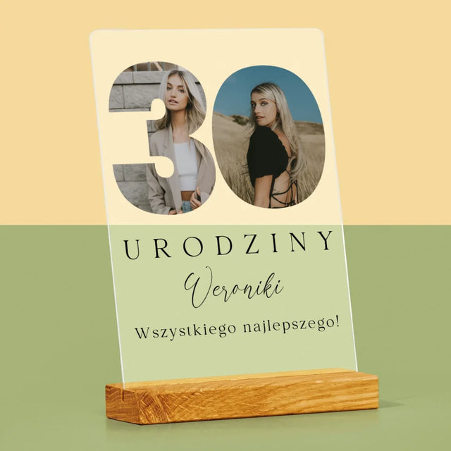 Słowo Ze Zdjęć: 30 Urodziny Podpis - Wydruk Na Szkle Akrylowym