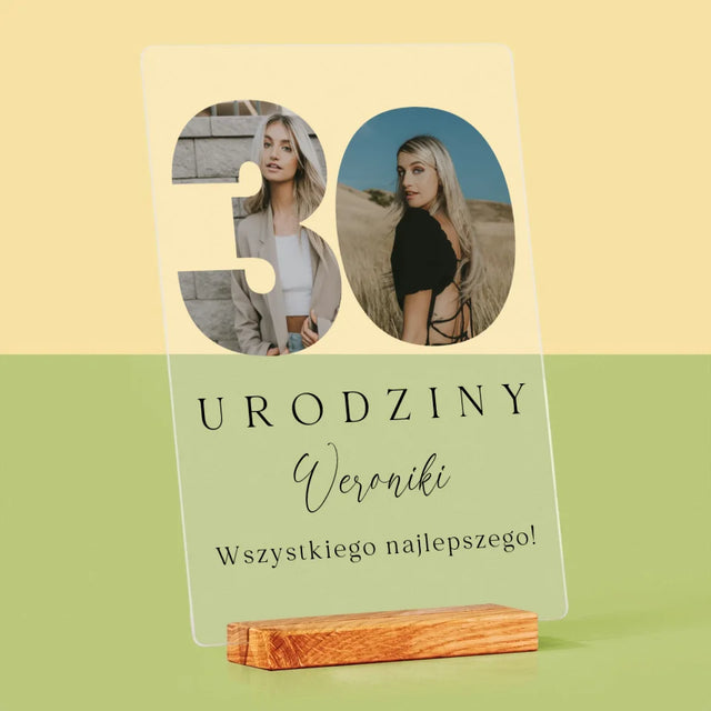 Słowo Ze Zdjęć: 30 Urodziny Podpis - Wydruk Na Szkle Akrylowym